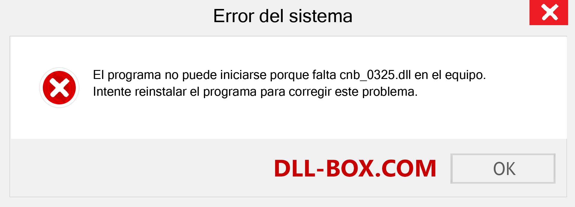 ¿Falta el archivo cnb_0325.dll ?. Descargar para Windows 7, 8, 10 - Corregir cnb_0325 dll Missing Error en Windows, fotos, imágenes