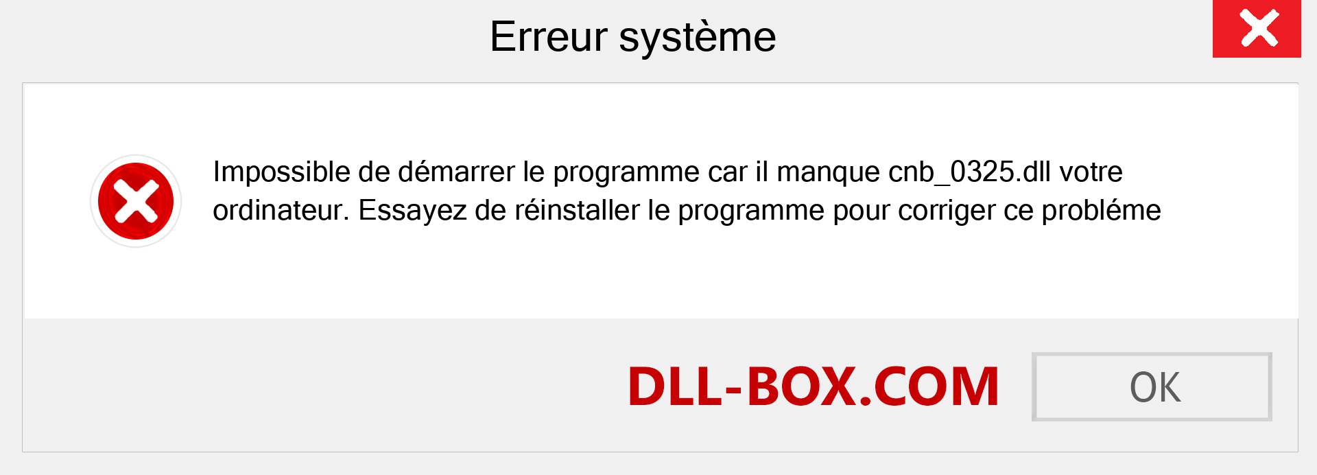 Le fichier cnb_0325.dll est manquant ?. Télécharger pour Windows 7, 8, 10 - Correction de l'erreur manquante cnb_0325 dll sur Windows, photos, images